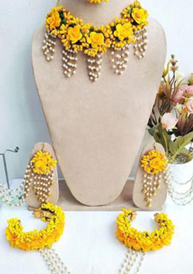 Flower Bridal Haldi Mehndi Baby Shower Jewellery Set