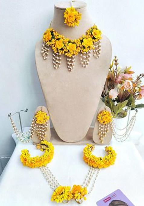 Flower Bridal Haldi Mehndi Baby Shower Jewellery Set
