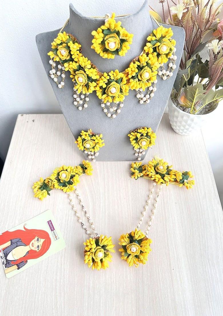 Flower Bridal Haldi Mehndi Baby Shower Jewellery Set