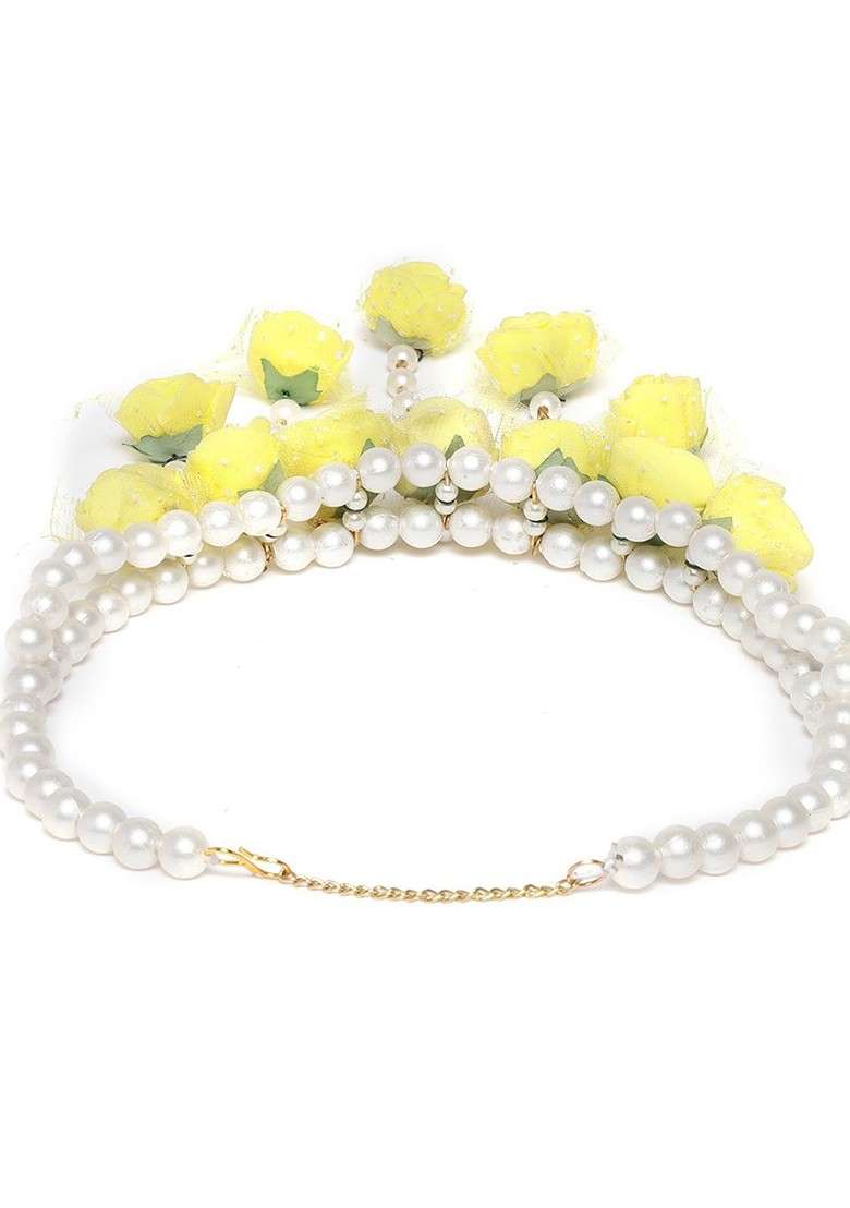 Beaded Traditional Floral Haldi Jewellery Set - Indya