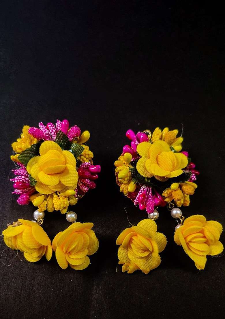 Floral Beaded Haldi Jewellery Set - Indya