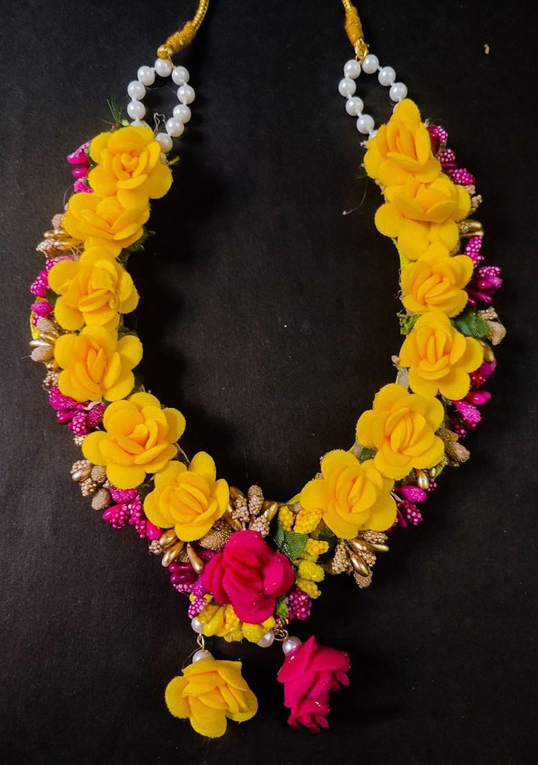 Floral Beaded Haldi Jewellery Set