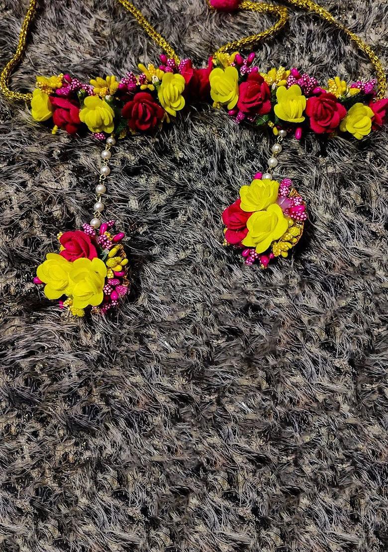Floral Beaded Haldi Jewellery Set