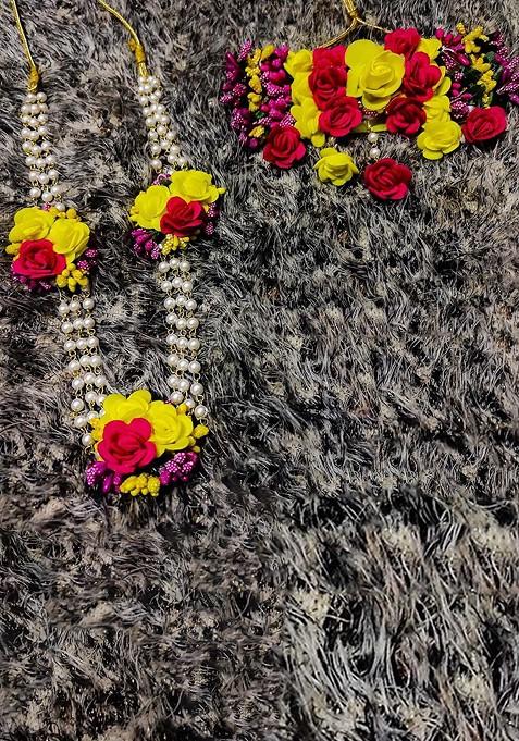 Floral Beaded Haldi Jewellery Set