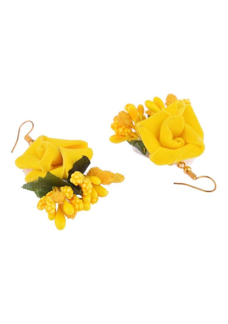 Gold Plated Yellow Beaded Haldi Floral Antique Jewellery Set