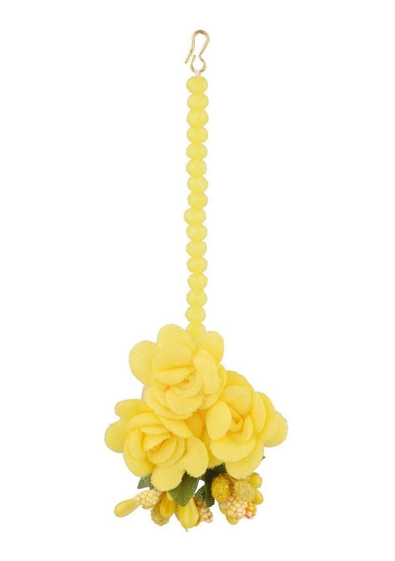 Yellow Beaded Bridal Floral Haldi Jewellery Set