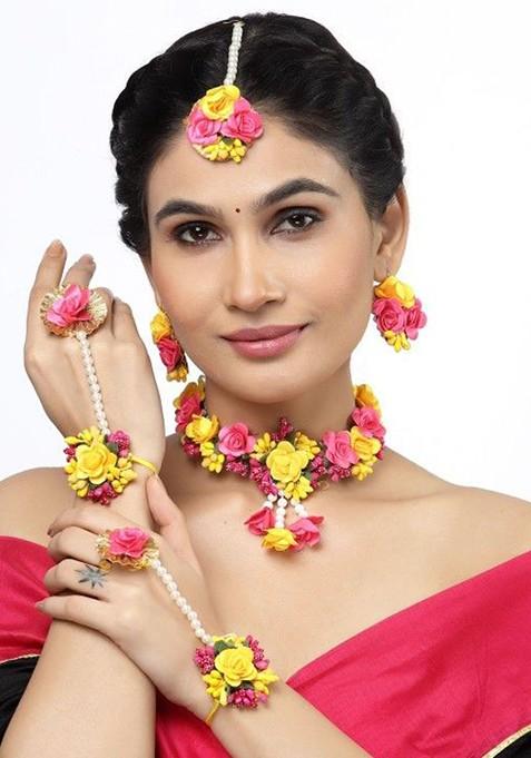 Flower Bridal Haldi Mehndi Baby Shower Jewellery Set