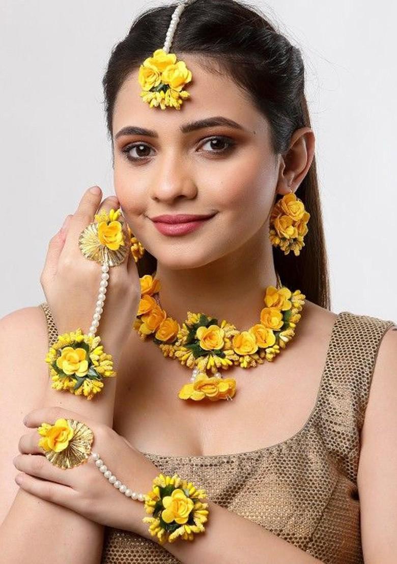 Flower Bridal Haldi Mehndi Baby Shower Jewellery Set
