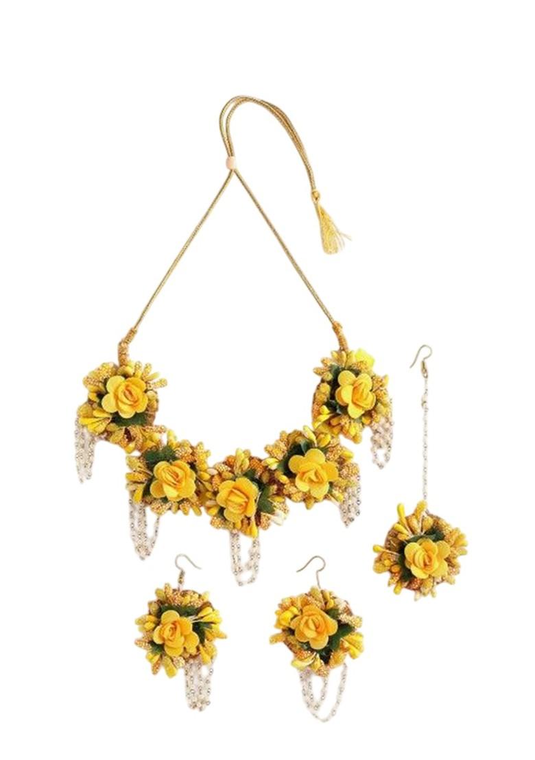 Flower Bridal Haldi Mehndi Baby Shower Jewellery Set