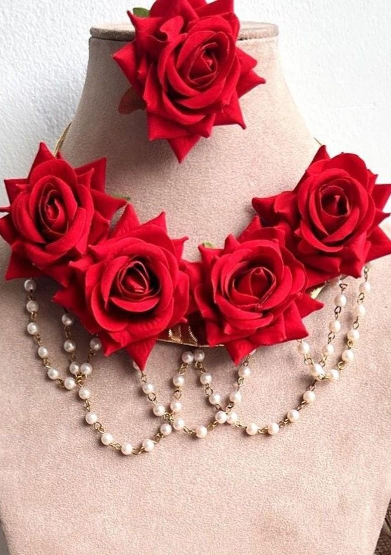 Flower Bridal Haldi Mehndi And Baby Shower Jewellery Set