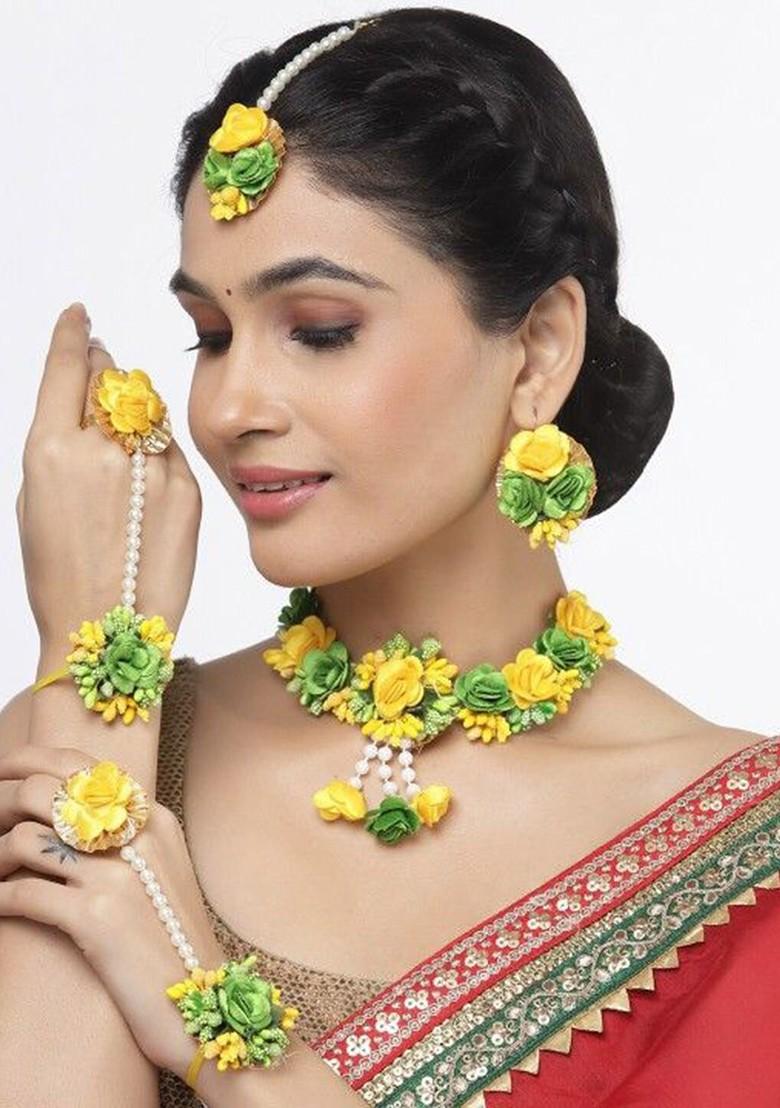 Flower Bridal Haldi Mehndi And Baby Shower Jewellery Set