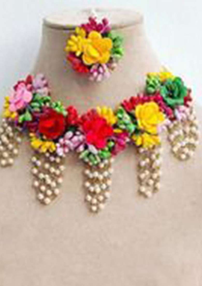 Flower Bridal Haldi Mehndi And Baby Shower Jewellery Set - Indya