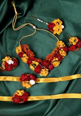 Floral Haldi And Mehndi Jewellery Set