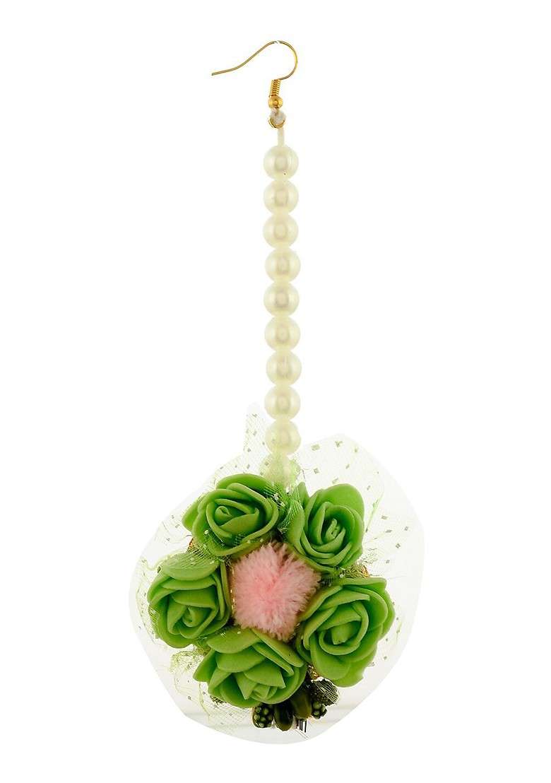Floral Pearl Beaded Haldi And Mehndi Jewellery Set - Indya