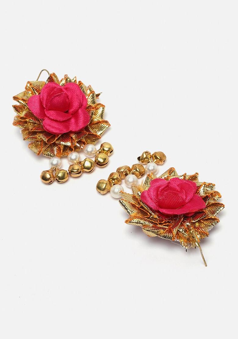 Gold Plated Floral Beaded Haldi And Mehendi Jewellery Set