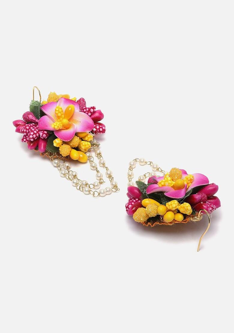 Floral Beaded Haldi And Mehendi Jewellery Set