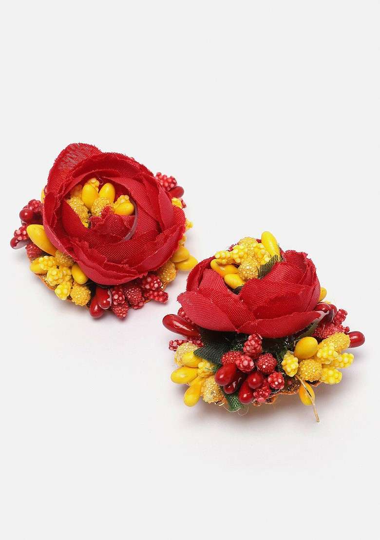 Floral Beaded Haldi And Mehendi Jewellery Set - Indya