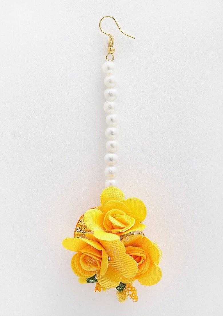 Gold Plated Yellow Floral Haldi Jewellery Set