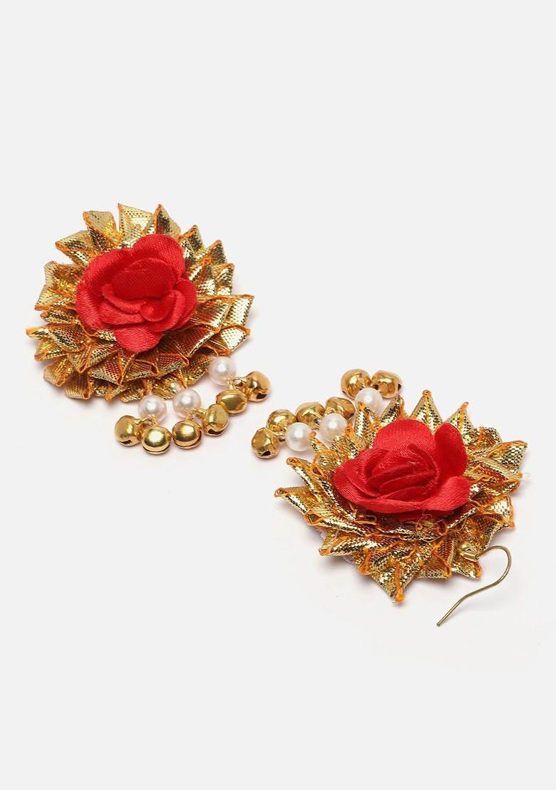 Gold Plated Floral Beaded Haldi And Mehendi Jewellery Set