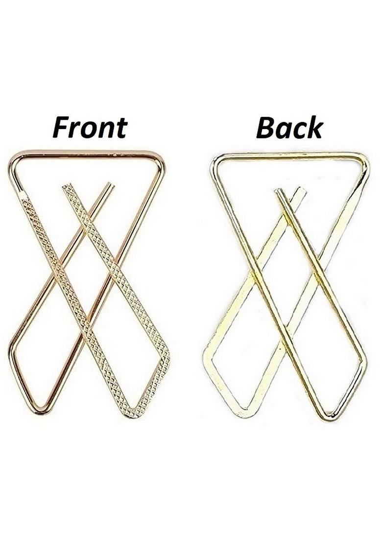 12 Pcs Gold Plated Clip On Safety Saree Pleats Pin Brooch