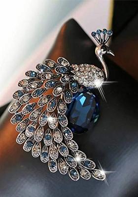Rhinestones Studded Peacock Charm Brooch