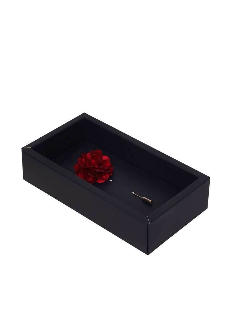 Unisex Maroon Petals Brooch Lapel Pin - Indya