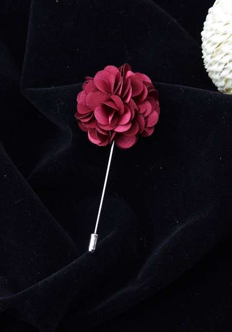 Unisex Maroon Petals Brooch Lapel Pin