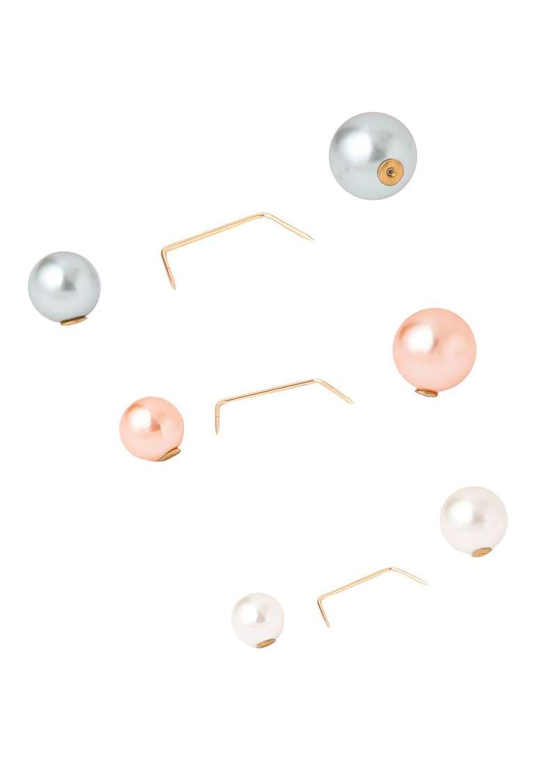 Women Set Of 6 Pink White Pearl Sweater Shawl Brooch Pin - Indya