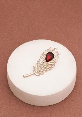 Gold Plated Stone Studded Brooch