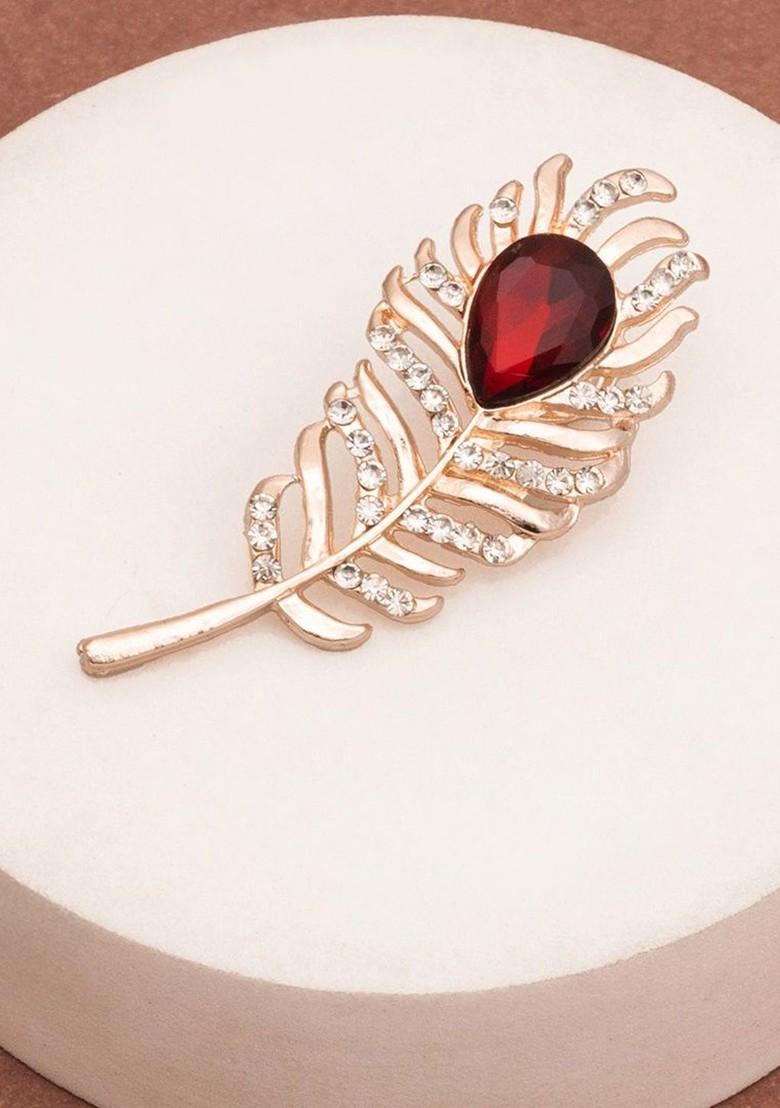 Gold Plated Stone Studded Brooch