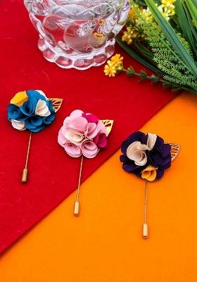 Men Set Of 3 Floral Brooch Lapel Pin