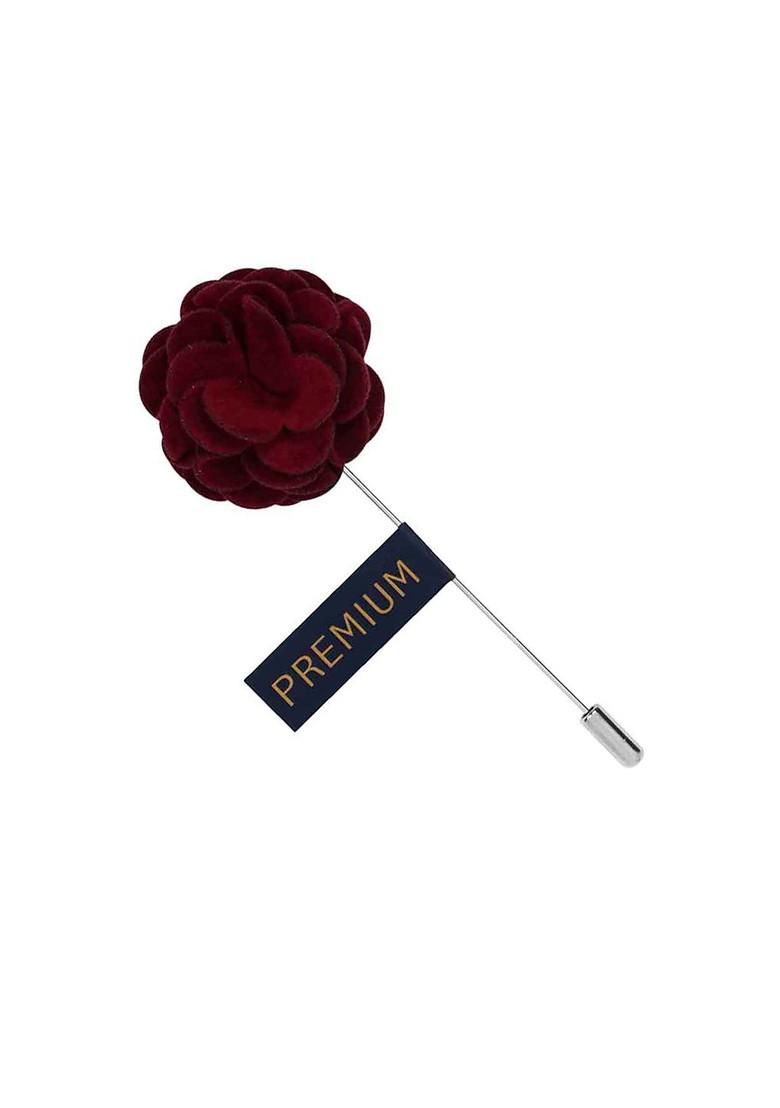 Unisex Maroon Silver Toned Wonderful Tulip Lapel Pin