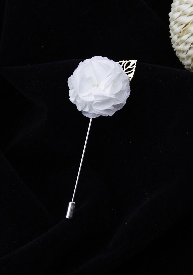Men White Floral A Sombre Retreat Brooch Lapel Pin