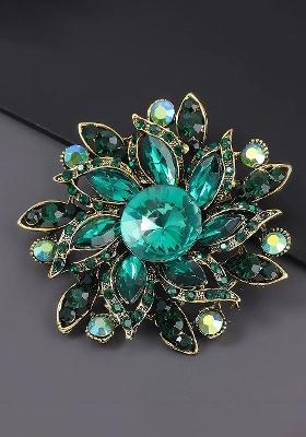 Women Crystal Rhinestone Studded Pin Brooch