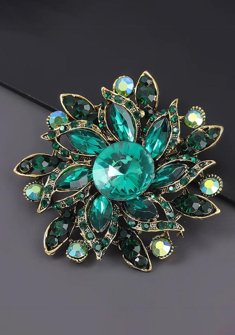 Women Crystal Rhinestone Studded Pin Brooch