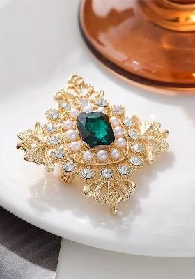 Women Crystal Rhinestone Studded Pin Brooch