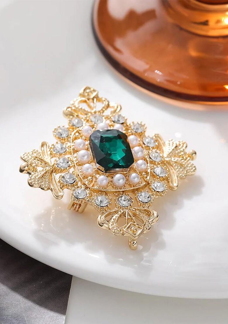 Women Crystal Rhinestone Studded Pin Brooch