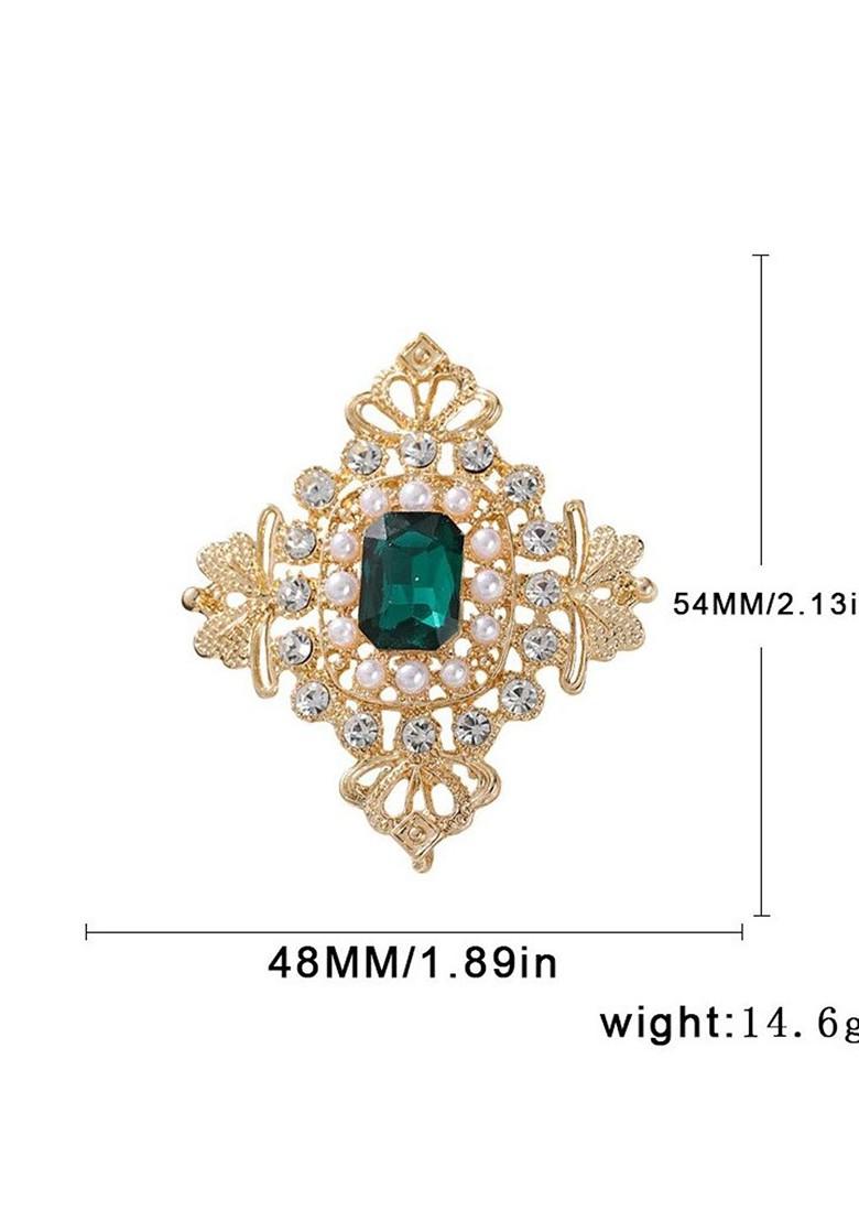 Women Crystal Rhinestone Studded Pin Brooch