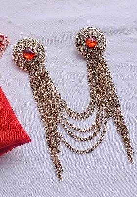 Men Dual Circular 5 Layer Chain Studded With Stones Brooch