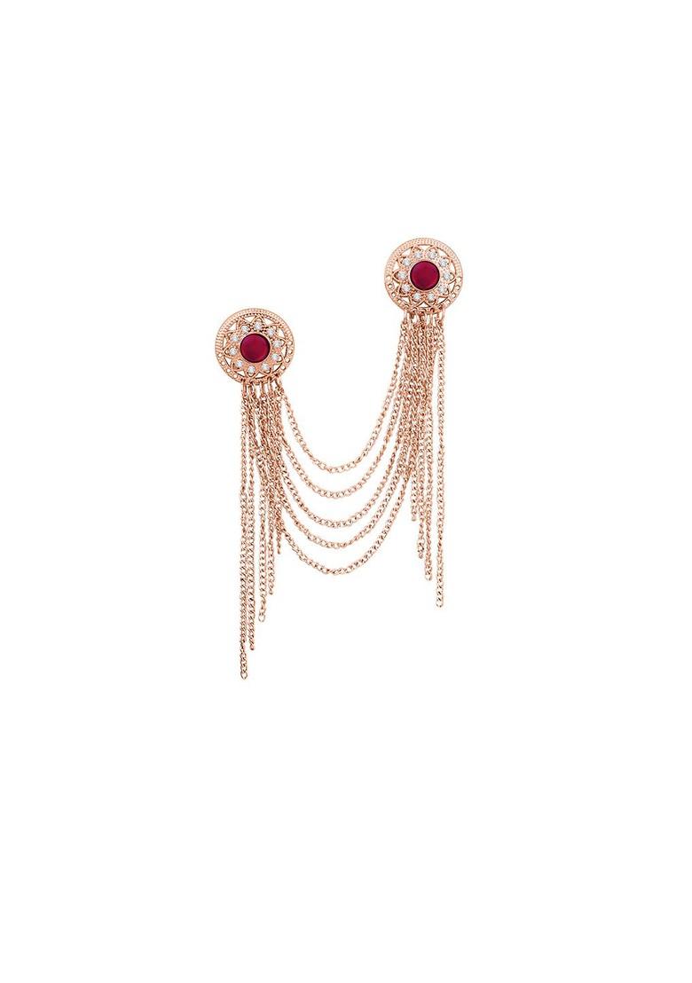 Men Dual Circular 5 Layer Chain Studded With Stones Brooch