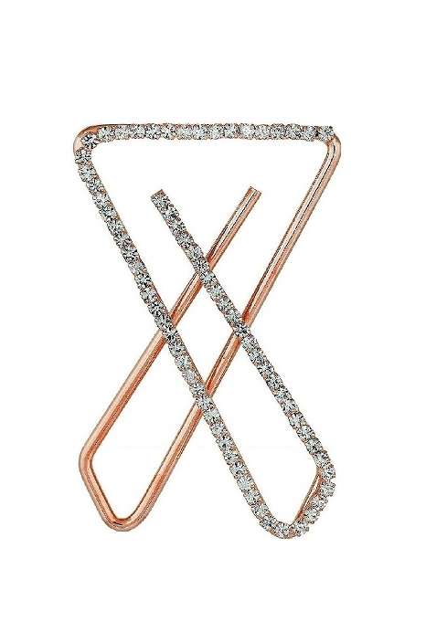 Rose Gold Plated Clip On Stone Safety Saree Pleats Pin Brooch