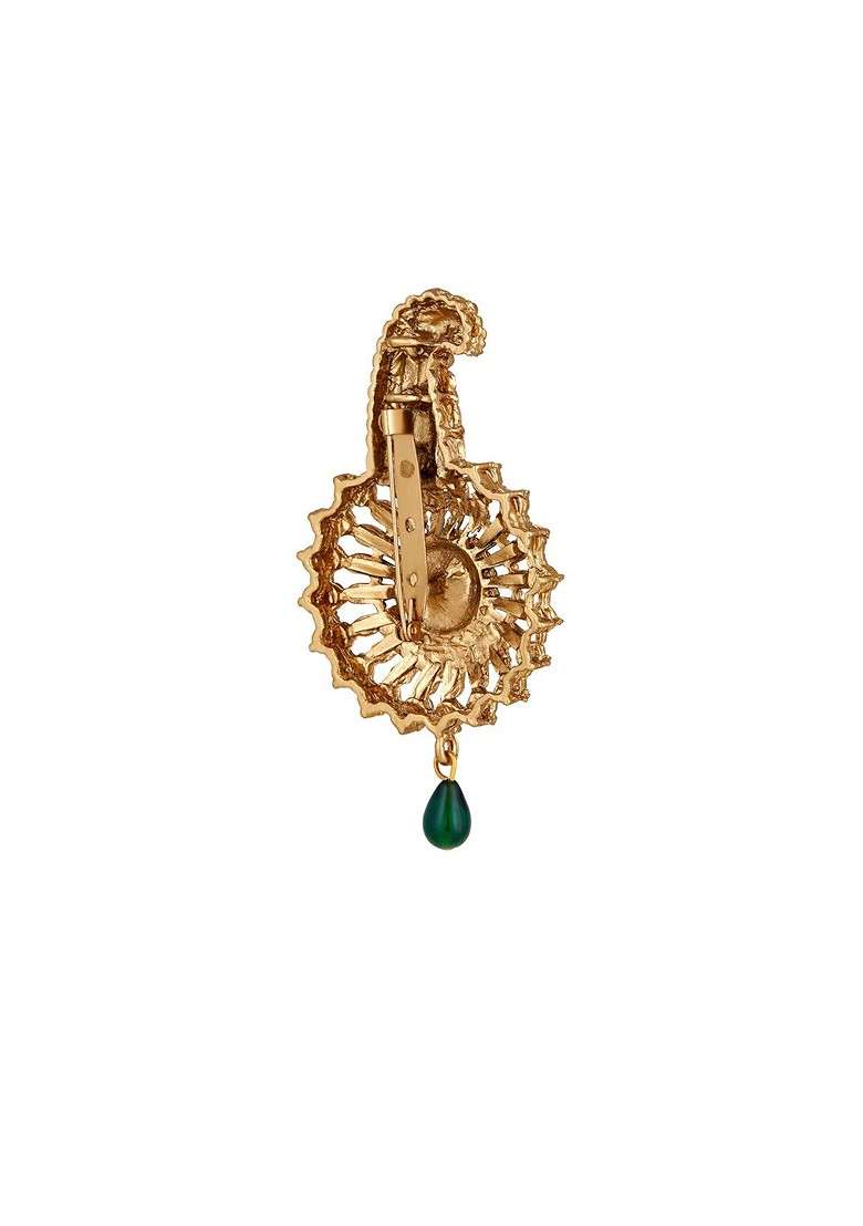 Men Stone Studded Beaded Safa Kalangi Brooch - Indya