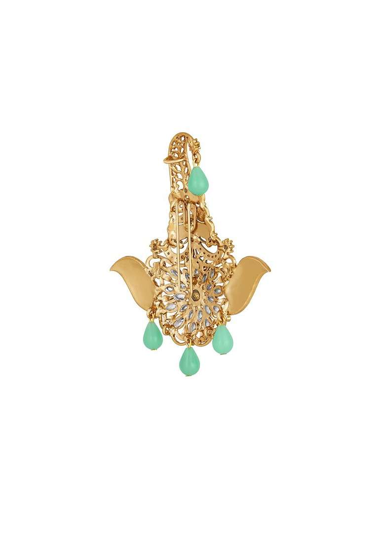 Men Stone Studded Beaded Safa Kalangi Brooch - Indya