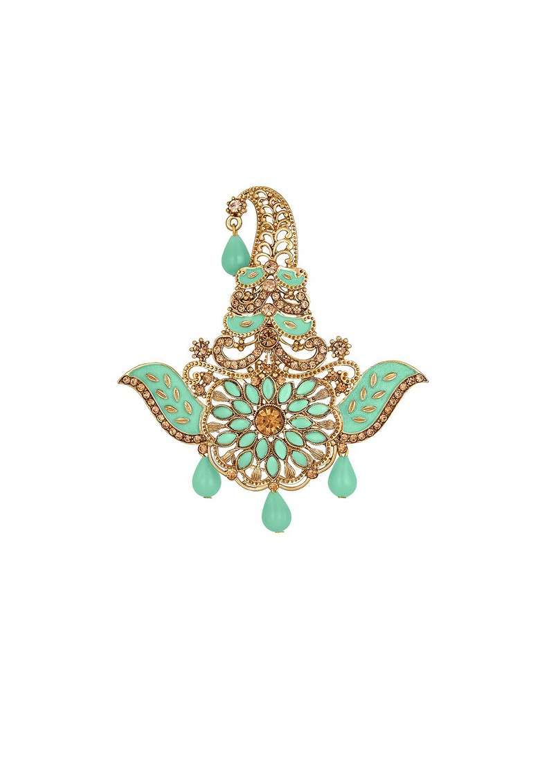 Men Stone Studded Beaded Safa Kalangi Brooch - Indya