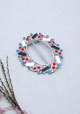 Silver Plated Cz Stone Studded Brooch