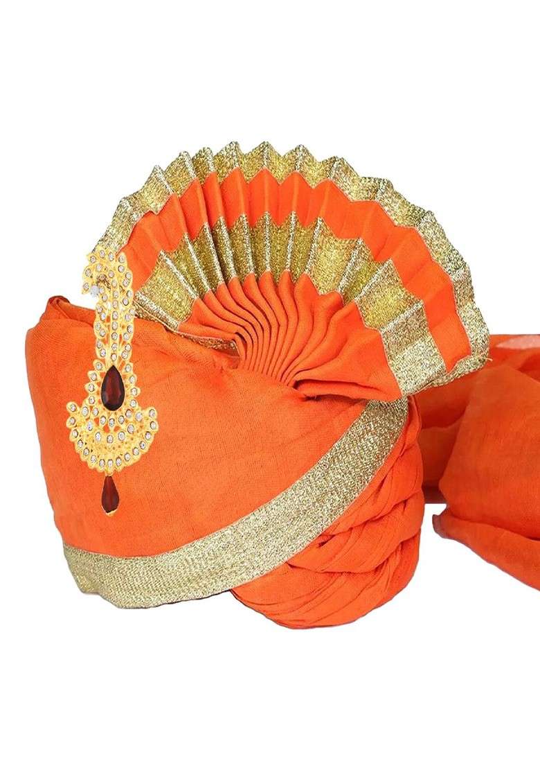 Men Stone Studded Beaded Safa Kalangi Brooch - Indya