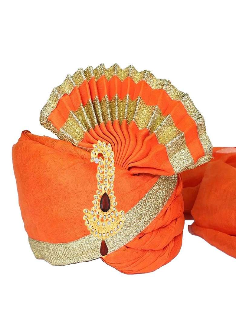 Men Stone Studded Beaded Safa Kalangi Brooch - Indya