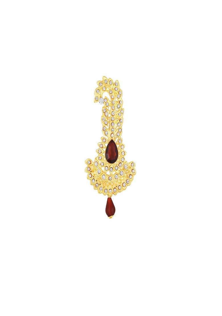 Men Stone Studded Beaded Safa Kalangi Brooch - Indya