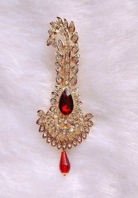 Men Stone Studded Beaded Safa Kalangi Brooch