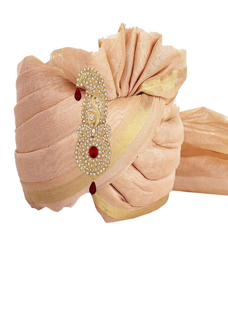 Men Stone Studded Beaded Safa Kalangi Brooch - Indya
